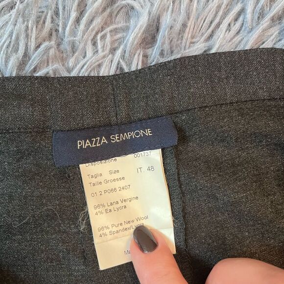 Piazza Sempione Dark Gray Wool Dress Pants Size L Made in Italy - Picture 2 of 6